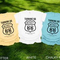 Turning 66 on Route 66 Shirt, 66th Birthday Road Trip Shirt, Route66 Birthday Tee, Vintage Route 66 Sweathirt, Gift for 66 Year Old