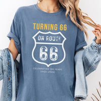 Turning 66 on Route 66 Shirt, 66th Birthday Road Trip Shirt, Route66 Birthday Tee, Vintage Route 66 Sweathirt, Gift for 66 Year Old