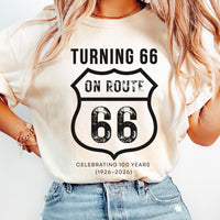 Turning 66 on Route 66 Shirt, 66th Birthday Road Trip Shirt, Route66 Birthday Tee, Vintage Route 66 Sweathirt, Gift for 66 Year Old