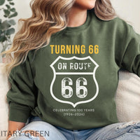 Turning 66 on Route 66 Shirt, 66th Birthday Road Trip Shirt, Route66 Birthday Tee, Vintage Route 66 Sweathirt, Gift for 66 Year Old