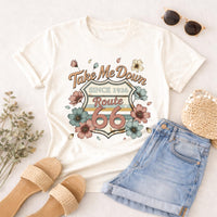 Route 66 Road Trip Shirt Take Me Down Route 66 Tee Vintage Floral Travel Shirt USA Highway 66 Gift Comfort Colors Graphic Tee