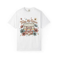 Route 66 Road Trip Shirt Take Me Down Route 66 Tee Vintage Floral Travel Shirt USA Highway 66 Gift Comfort Colors Graphic Tee