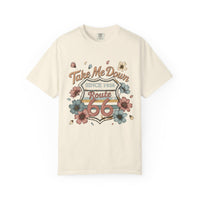 Route 66 Road Trip Shirt Take Me Down Route 66 Tee Vintage Floral Travel Shirt USA Highway 66 Gift Comfort Colors Graphic Tee