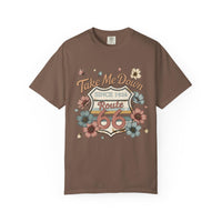 Route 66 Road Trip Shirt Take Me Down Route 66 Tee Vintage Floral Travel Shirt USA Highway 66 Gift Comfort Colors Graphic Tee