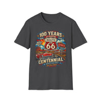 Route 66 Centennial 100 Years T-Shirt | Vintage Diner Classic Car Design