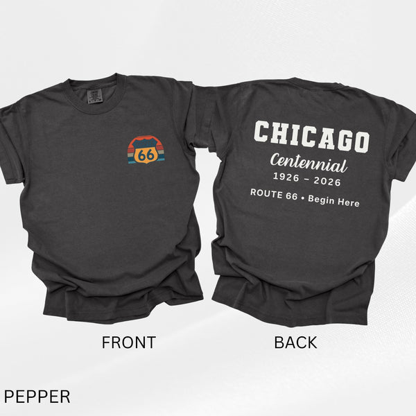 Route 66 Chicago Shirt, Begin Here Tee, Historic Route 66 Illinois Shirt, Road Trip Shirt USA, Vintage Americana Travel Tee