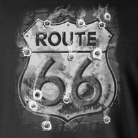 Route 66 Long Sleeve T-Shirt - Smoking Sign with Bullet Holes