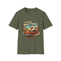 America Road-Trippin' Eagle Driving Vintage Car T-Shirt | Route 66 Graphic