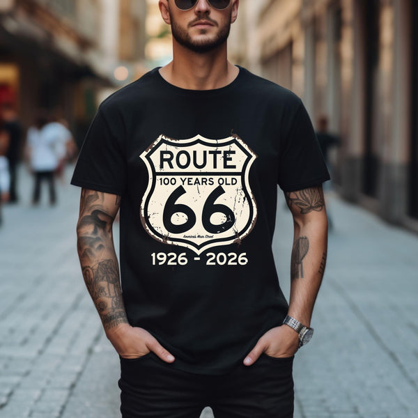 Route 66 100 Years 1926-2026 T-shirt | Vintage Highway Sign