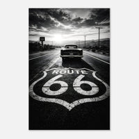 Route 66 Vintage Car Black and White Poster, American Road Trip Wall Art