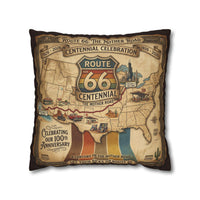 Route 66 Centennial Pillow | Vintage Roadtrip Map Centennial Celebration