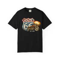 route 66 Motorcycle T-shirt Vintage Highway Shield Sunset Biker Gift 100th Anniversary Vintage Road Sign Tshirt Spirited USA Mother Road