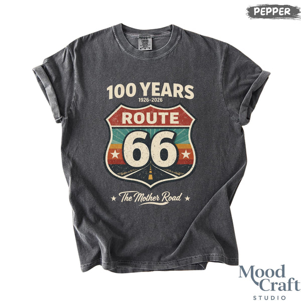Route 66 Centennial Shirt, Comfort Colors Vintage Americana Road Trip Tee