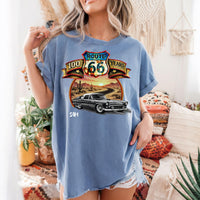 Route 66 Classic Car T-Shirt, Personalized Comfort Color Unisex Anniversary shirt
