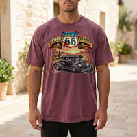 Route 66 Classic Car T-Shirt, Personalized Comfort Color Unisex Anniversary shirt