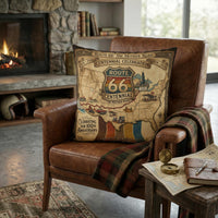 Route 66 Centennial Pillow | Vintage Roadtrip Map Centennial Celebration