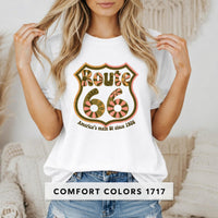 Route 66 floral shirt retro highway graphic tee vintage americana shirt road trip shirt women route 66 aesthetic comfort colors 1717
