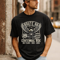 Route 66 Centennial Shirt Eagle Biker Tee Vintage Motorcycle Shirt 100 Years Route 66 American Flag Shirt 1926 2026 Gift