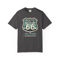 Route 66 Centennial tee 100 Vintage Retro Teal Sunset Desert Cactus Graphic Mens Road Trip T-Shirt 1926 2026 Route 66 Shirts