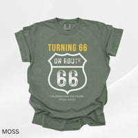 Turning 66 on Route 66 Shirt, 66th Birthday Road Trip Shirt, Route66 Birthday Tee, Vintage Route 66 Sweathirt, Gift for 66 Year Old