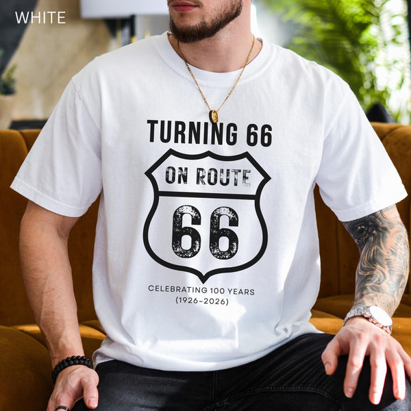 Turning 66 on Route 66 Shirt, 66th Birthday Road Trip Shirt, Route66 Birthday Tee, Vintage Route 66 Sweathirt, Gift for 66 Year Old