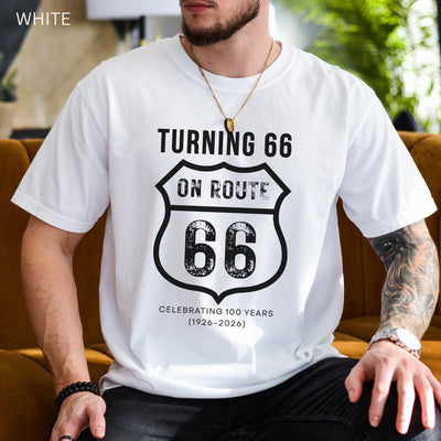 Turning 66 on Route 66 Shirt, 66th Birthday Road Trip Shirt, Route66 Birthday Tee, Vintage Route 66 Sweathirt, Gift for 66 Year Old