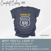 Turning 66 on Route 66 Shirt, 66th Birthday Road Trip Shirt, Route66 Birthday Tee, Vintage Route 66 Sweathirt, Gift for 66 Year Old