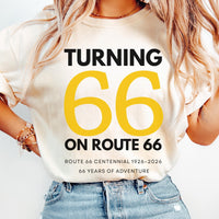 Route 66 Centennial Shirt 1926–2026, Turning 66 on Route 66 Tee, Vintage Route 66 Shirt, Americana Road Trip Shirt, Historic Route66 Gift