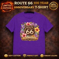 Route 66 Floral Anniversary T-Shirt, Vintage American Road Trip Tee