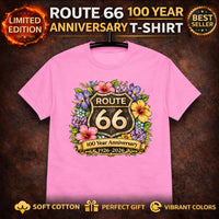 Route 66 Floral Anniversary T-Shirt, Vintage American Road Trip Tee