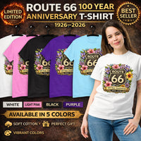 Route 66 Floral Anniversary T-Shirt, Vintage American Road Trip Tee