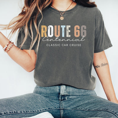 Route 66 100 Years Shirt Anniversary Route66 Centennial 100th Sweatshirt Historic Route 66 Souvenir USA Road Trip Retro Minimalist Style Tee