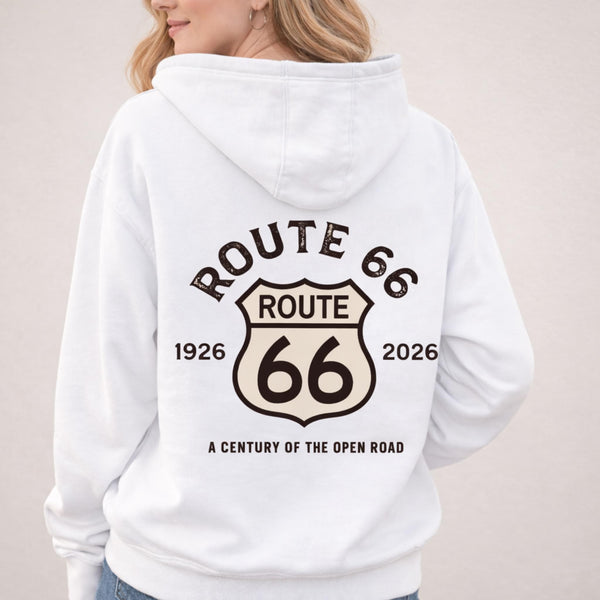 Route 66 Centennial Hoodie 1926-2026 | 100 Years of the Open Road Sweatshirt | Vintage Americana Road Trip Pullover | Unisex Graphic Hoodie