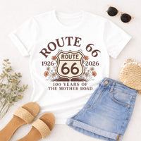 Route 66 Shield 100 Years T-shirt | 1926-2026 Mother Road Tee Road Trip Travel Shirt