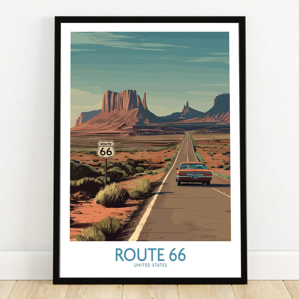 Route 66 Desert Highway Poster - Southwest Road Trip Art