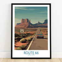 Route 66 Desert Highway Poster - Southwest Road Trip Art