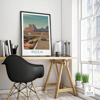 Route 66 Desert Highway Poster - Southwest Road Trip Art