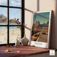 Route 66 Desert Highway Poster - Southwest Road Trip Art