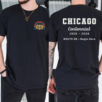 Route 66 Chicago Shirt, Begin Here Tee, Historic Route 66 Illinois Shirt, Road Trip Shirt USA, Vintage Americana Travel Tee