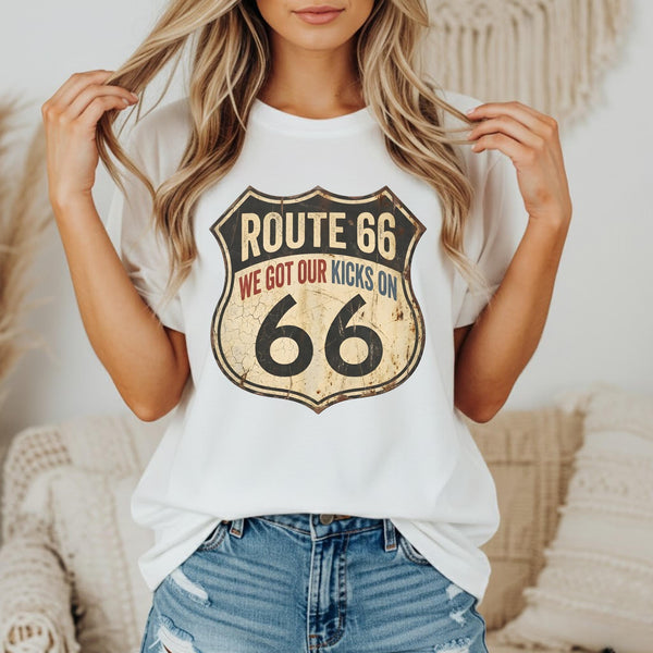 Route 66 Tee Shield T-Shirt We Got Our Kicks On 66 T-Shirt Road Trip Shirt