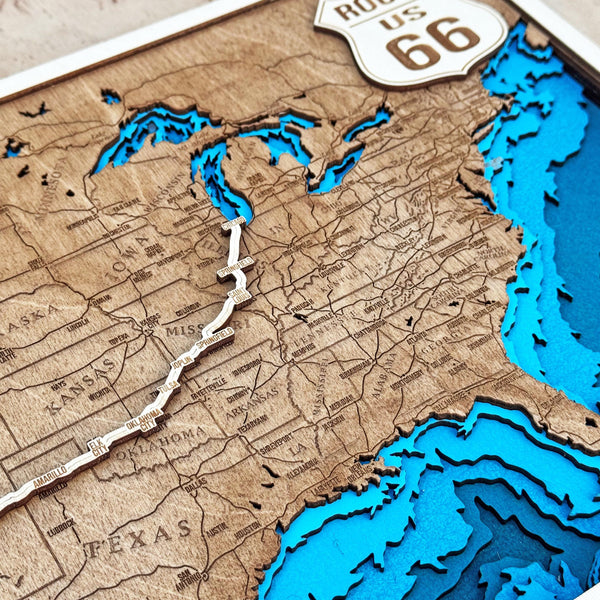 Route 66 Map Wall Art USA Road Trip Map
