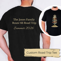 Custom Road Trip Tee Route 66 tee Signpost Road Trip T-shirt | Personalized Road trip Family Tee