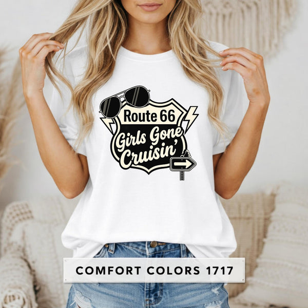 Route 66 Girls Gone Cruisin' T-Shirt | Vintage Roadtrip Sign Tee