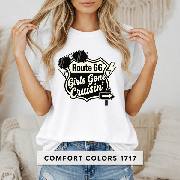 Route 66 Girls Gone Cruisin' T-Shirt | Vintage Roadtrip Sign Tee