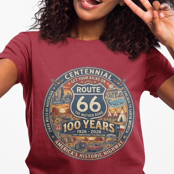 Route 66 Centennial 100 years Unisex Jersey Short Sleeve Tee-Road Trip, The Mother Road, Desert Highway, Traveler Gift, Americana, Nostalgic