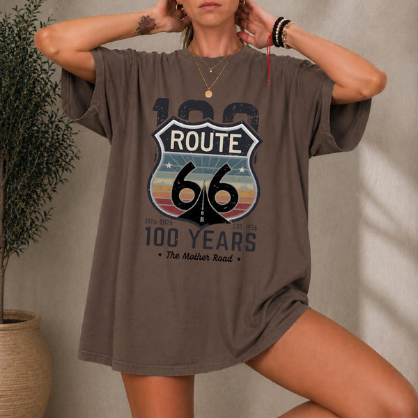 Route 66 Centennial Shirt 100 Years Mother Road 1926 2026 Vintage Retro Road Trip Tee Americana Highway Travel Gift