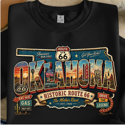 Retro Route 66 Oklahoma PNG, Vintage Mother Road Sublimation Design, Classic Car Digital Download, Route 66 T-shirt Graphic, State Png
