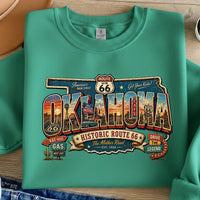 Retro Route 66 Oklahoma PNG, Vintage Mother Road Sublimation Design, Classic Car Digital Download, Route 66 T-shirt Graphic, State Png