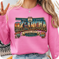 Retro Route 66 Oklahoma PNG, Vintage Mother Road Sublimation Design, Classic Car Digital Download, Route 66 T-shirt Graphic, State Png