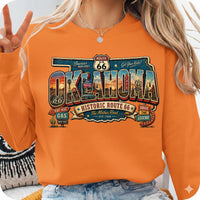Retro Route 66 Oklahoma PNG, Vintage Mother Road Sublimation Design, Classic Car Digital Download, Route 66 T-shirt Graphic, State Png